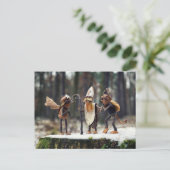 Acorn elves als engel, duivel en Sint-Nicolaas Briefkaart (Staand voorkant)