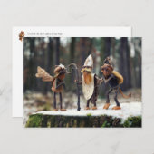 Acorn elves als engel, duivel en Sint-Nicolaas Briefkaart (Voorkant / Achterkant)