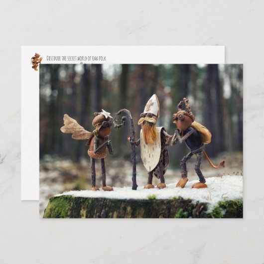 Acorn elves als engel, duivel en Sint-Nicolaas Briefkaart (Voorkant / Achterkant)