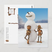 Acorn elves die een sneeuwbalwinterbriefkaart make briefkaart (Voorkant / Achterkant)