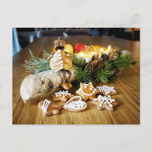 Acorn elves eating Christmas gingerbreads  Briefkaart (Voorkant)