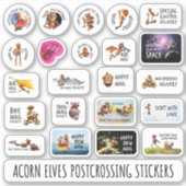 Acorn elves grappige stickers voor postcrossing (Voorkant)