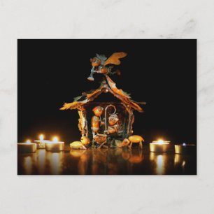 Acorn elves natitivity scene - kerstkaart briefkaart