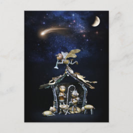 Acorn elves natitivity scene - kerstkaart briefkaart