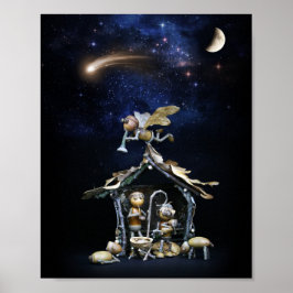 Acorn elves natitivity scene - Kerstmis Poster
