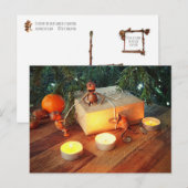 Acorn elves unpacking Christmas gift box  Briefkaart (Voorkant / Achterkant)