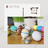 Acorn elves voor het versieren van paaseieren Pase Briefkaart (Voorkant / Achterkant)