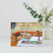 Acorn elves voor het versieren van paaseieren Pase Briefkaart (Staand voorkant)