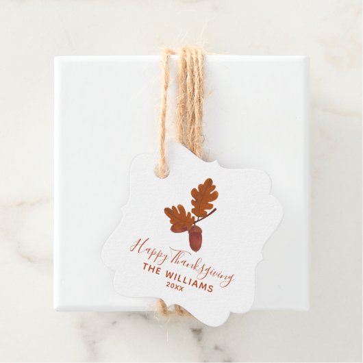 Acorn "Happy Thanksgiving" gepersonaliseerd Bedankjes Labels (In situ)