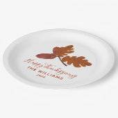 Acorn "Happy Thanksgiving" gepersonaliseerd Papieren Bordje (Gekanteld)
