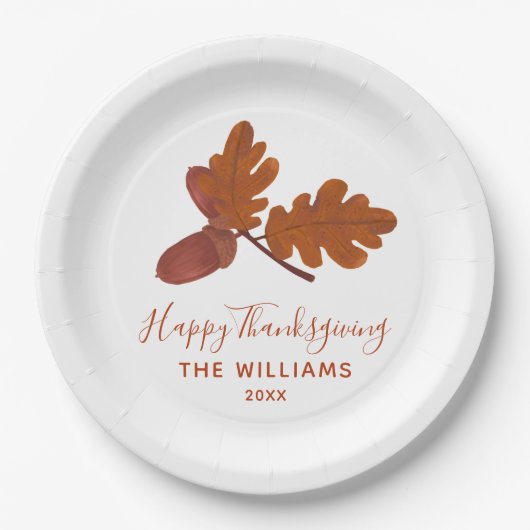 Acorn "Happy Thanksgiving" gepersonaliseerd Papieren Bordje (Voorkant)