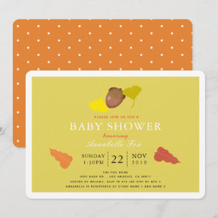 Acorn & Herfst Ginkgo verlaat Baby shower Kaart