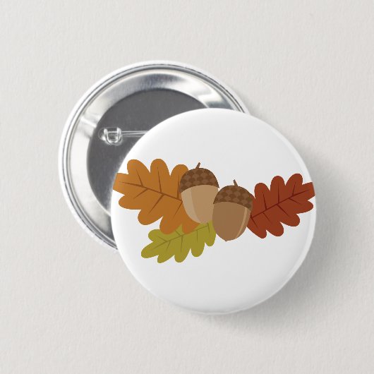 Acorn Leaves Ronde Button 5,7 Cm (Voorkant /achterkant)