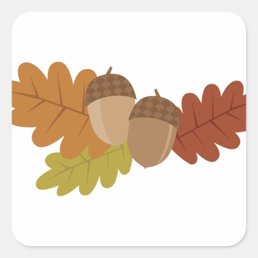 Acorn Leaves Vierkante Sticker (Voorkant)