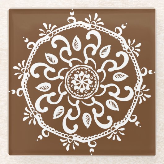 Acorn Mandala Glazen Onderzetter (Voorkant)