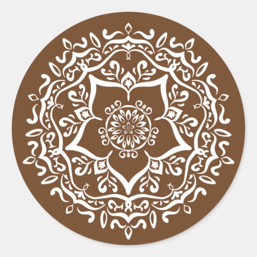 Acorn Mandala Ronde Sticker (Voorkant)