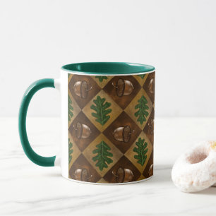 Acorn Oak leaf Checkerboard Mok