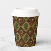 Acorn Oak leaf Checkerboard Papieren Bekers (Achterkant)