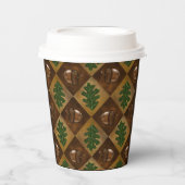 Acorn Oak leaf Checkerboard Papieren Bekers (Voorkant)