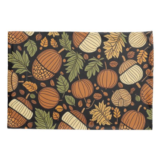 Acorn Pattern Harvest Day Herfstkussen Hoesje Kussensloop (Achterkant)