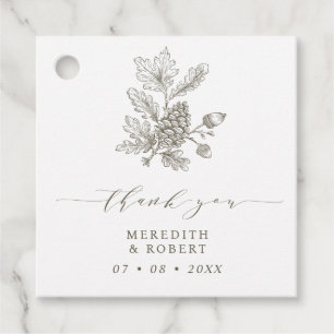 Acorn & Pinecone Branch Fall Wedding Dank u Bedankjes Labels