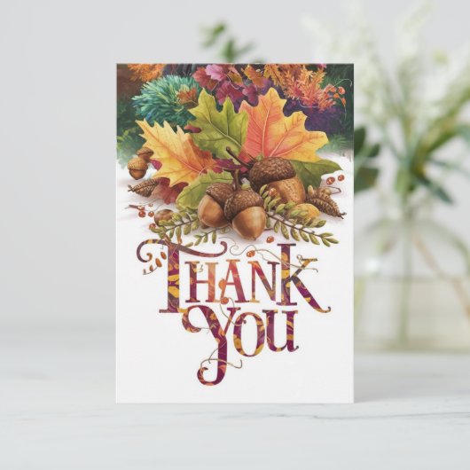 Acorn Pompoen Herfst Herfst Bedankkaart (Staand voorkant)