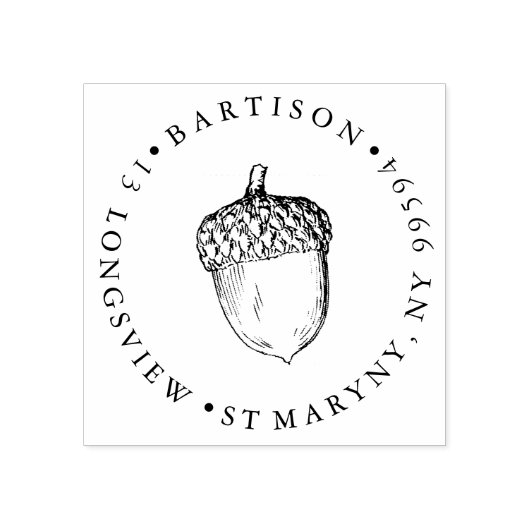 Acorn ROUND RETOURADRES Rubber Stempel (Afrduk)