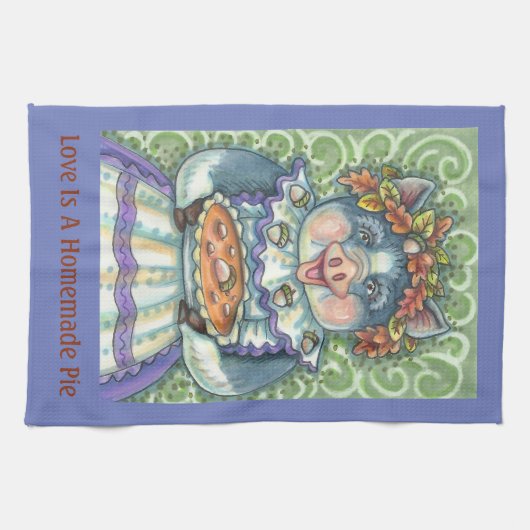 ACORN & SQUASH PIE, THANKSGIVING PIG KITCHEN TOWEL THEEDOEK (Horizontaal)