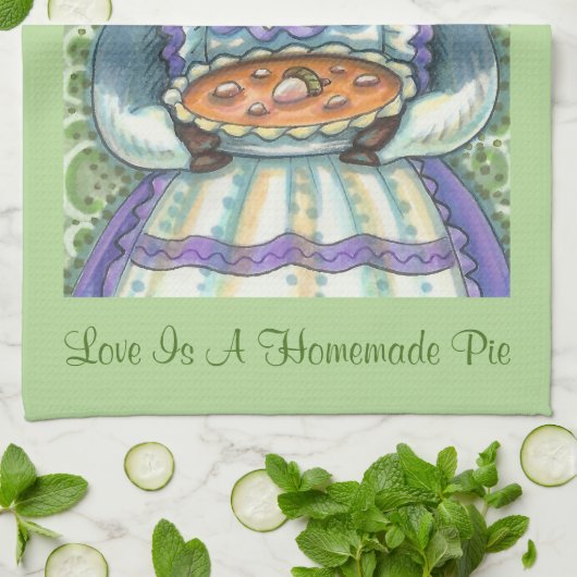 ACORN & SQUASH PIE, THANKSGIVING PIG KITCHEN TOWEL THEEDOEK (Gevouwen)