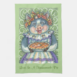 ACORN & SQUASH PIE, THANKSGIVING PIG KITCHEN TOWEL THEEDOEK