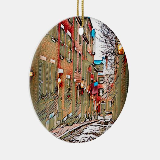 Acorn Street, Boston Keramisch Ornament (Rechts)