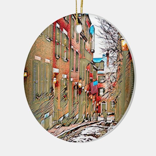 Acorn Street, Boston Keramisch Ornament (Links)
