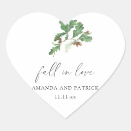 Acorn tak bruiloft partij hart sticker