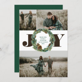 Acorn Wreate 3 Foto met kerstfeestdag flatKaart Kaart