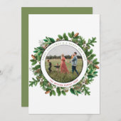 Acorn Wreate Family Kaart met kerstmis foto's (Voorkant / Achterkant)