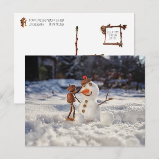 Acorn zelf maakt een sneeuwbalwinterbriefkaart briefkaart (Voorkant / Achterkant)