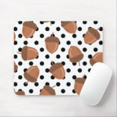 Acorn Zwart Stippen Herfst Y2K Patroon Muismat (Met muis)