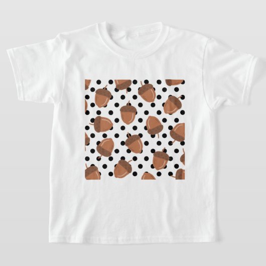 Acorn Zwart Stippen Herfst Y2K Patroon T-shirt (Laagn)