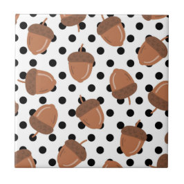Acorn Zwart Stippen Herfst Y2K Patroon Tegeltje