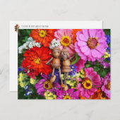 Acorneelves op de spray van bloemen briefkaart (Voorkant / Achterkant)