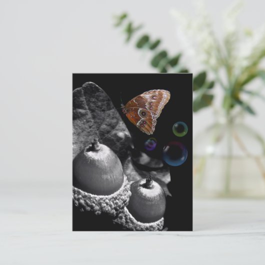 Acorns Butterfly en Bubbles Briefkaart (Staand voorkant)