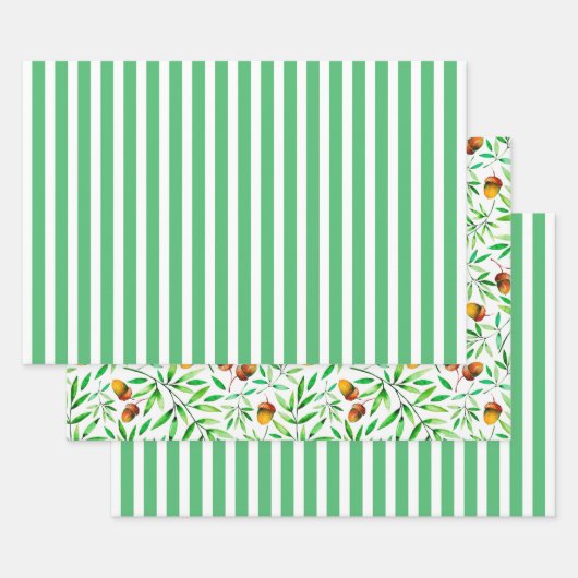 Acorns en Stripes Inpakpapier Vel (Set)