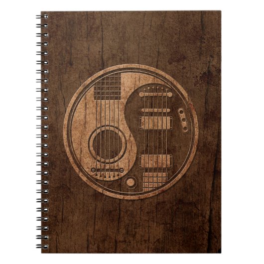 Acoustic Electric Guitars Yin Yang Wood Effect Notitieboek (Voorkant)