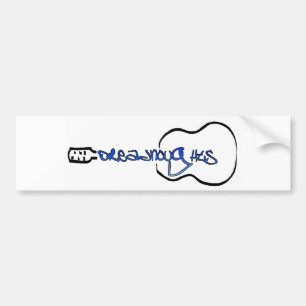 Acoustic Guitar Abstract Logo blauw Bumpersticker