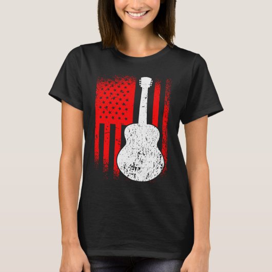 Acoustic Guitar American Flag Guitarist T-shirt (Voorkant)