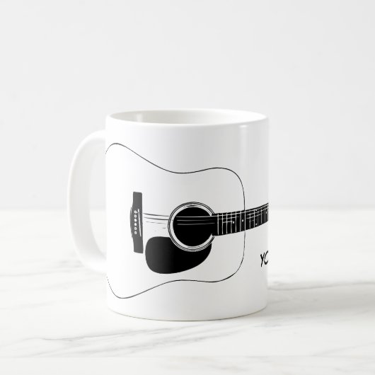 Acoustic Guitar And Your Own Text Koffiemok (Voorkant links)