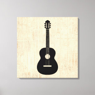 Acoustic Guitar Art Script Background Canvas Afdruk