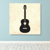 Acoustic Guitar Art Script Background Canvas Afdruk (Insitu (Houten vloer))