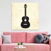 Acoustic Guitar Art Script Background Canvas Afdruk (Insitu (Woonkamer))