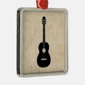 Acoustic Guitar Art Script Background Metalen Ornament (Rechts)